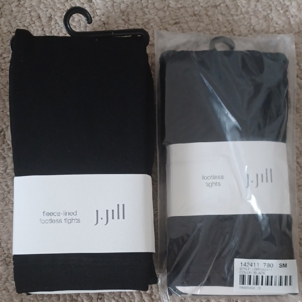 J. Jill Set Of 2 Black Footless Tights Size SMALL/MED (S/M)